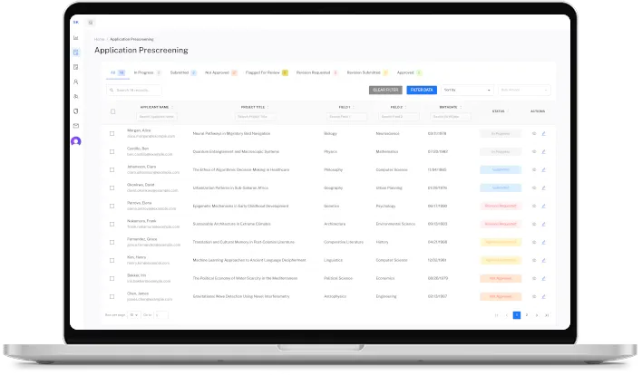 BMM JUMP grant review platform screenshot