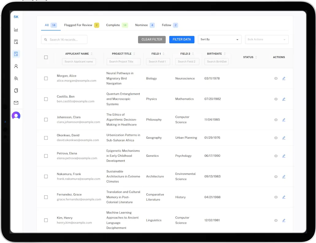 BMM JUMP grant review platform screenshot